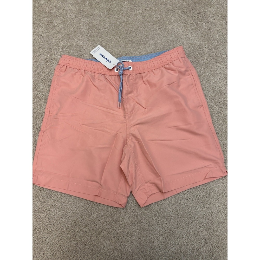 Maamgic Peach Lined Drawstrings Men's Swim Trunks Size Large New